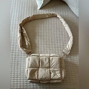 Cream Quilted Crossbody Bag
